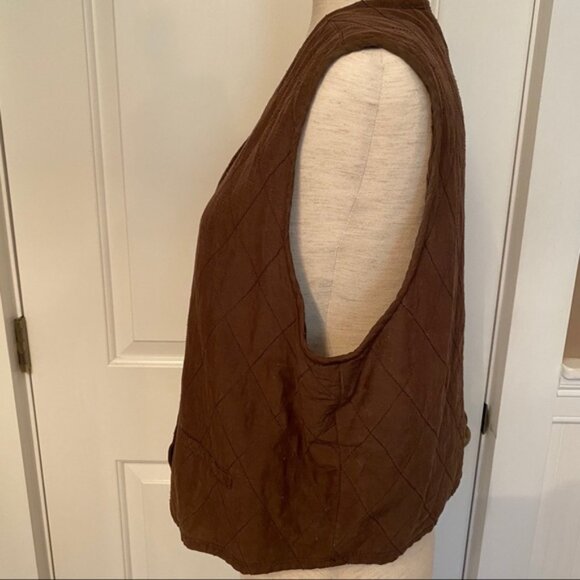DEBRA DeROO VEST BROWN QUILTED BUTTON CLOSE SIZE S SMALL JACKET COAT - Picture 2 of 6